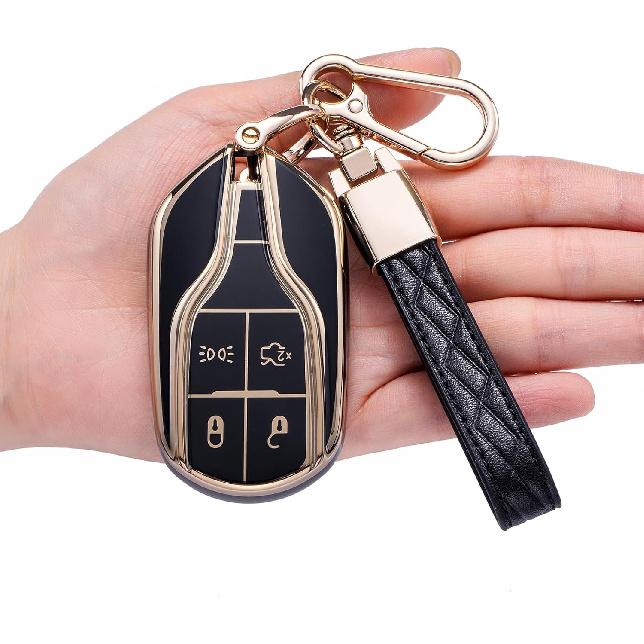 Key Fob Cover for Maserati,Soft TPU Key Case Shell Compatible with 2013-up Maserati Quattroporte,Ghibli,2017-up чёрный