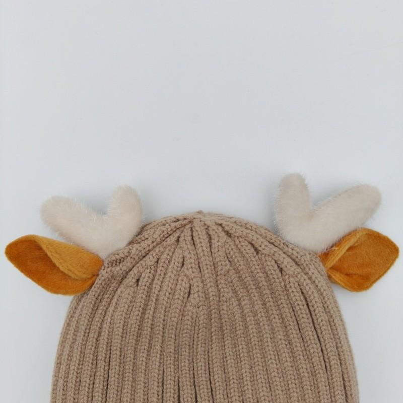 Autumn and Winter Children's Knitted Hat with Thick Velvet Cartoon Warm Hoodie Super Cute Baby Boys and Girls Pure Cotton Hat