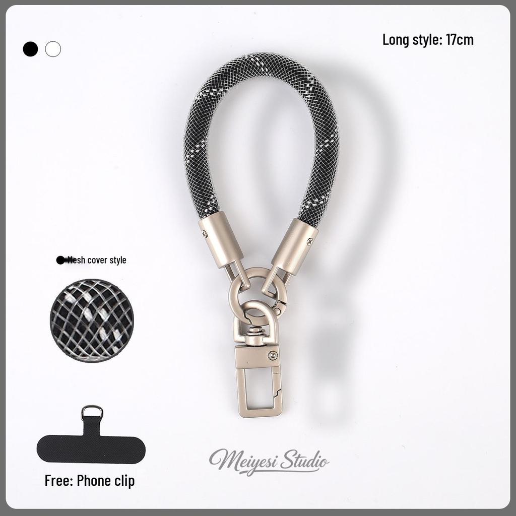 Detachable Anti-Lost Phone Lanyard: Short 7mm Mesh Sleeve Wrist Strap for Outdoor Use