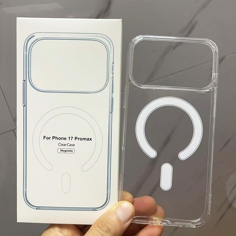 Premium Transparent Magnetic Phone Case for iPhone 17 Pro Max/16, includes original packaging and fits iPhone 15.