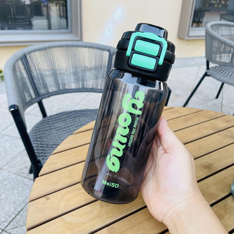 

High-Temperature Resistant Double-Layer Plastic Sports Cup with Straw and Outdoor Handle 650ml чёрный