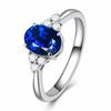 18k Gold Plated Ring with Pigeon Blood Red, Green, and Blue Egg-Shaped Diamonds