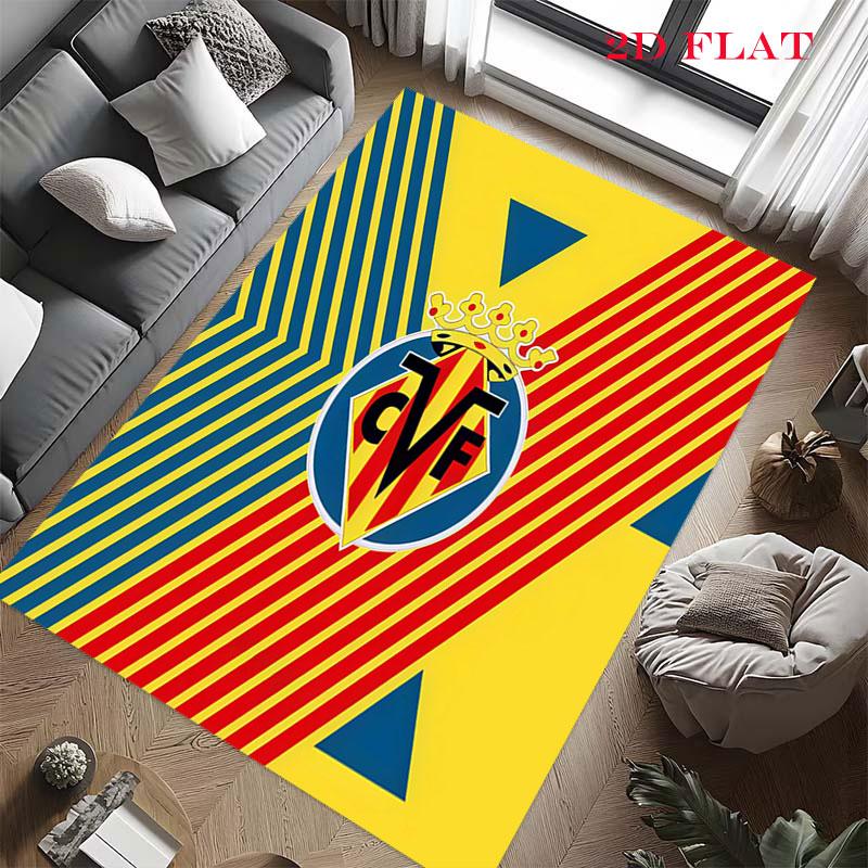 Tappeto Tappeto con Logo Villarreal per Soggiorno Camera da Letto Casa Decorazione Divano, Tappetino Antiscivolo per Giochi Bambini