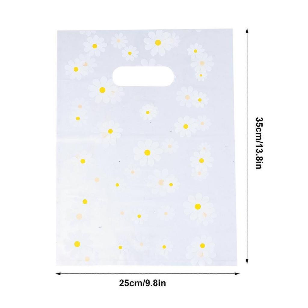 Transparent Plastic Tote Bags Handheld Packaging for Storage Use 100Pcs with Flower Print