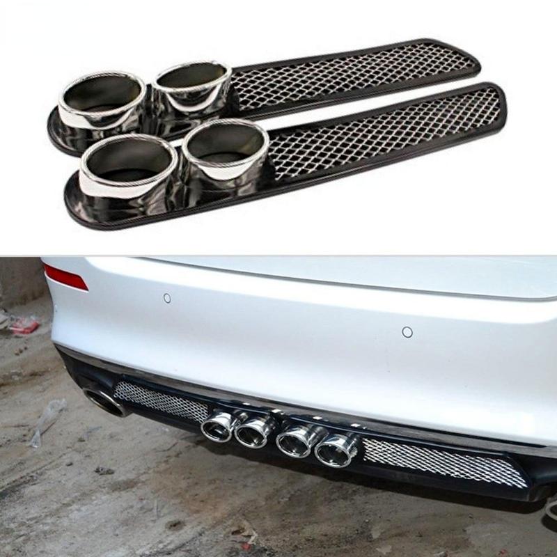 2 Peças/Conjunto Universal Carro Auto Estilo Grade Decorativa Falsa Saída de Ar Tubo Silenciador de Escape Fita Adesiva Modificação de Carro