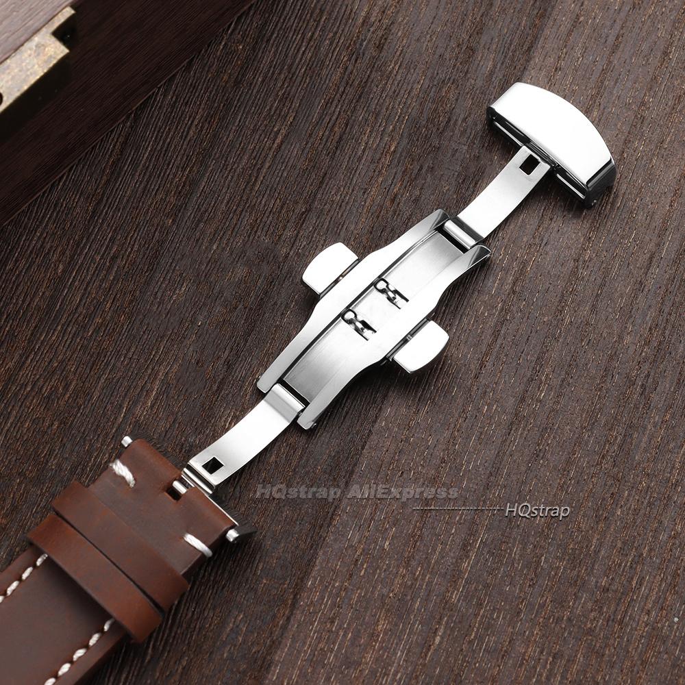 Genuine Calfskin Leather Watch Strap 18mm 19mm 20mm 21mm 22mm 24mm Universal Bracelet Butterfly Buckle Business Soft Wrist Band