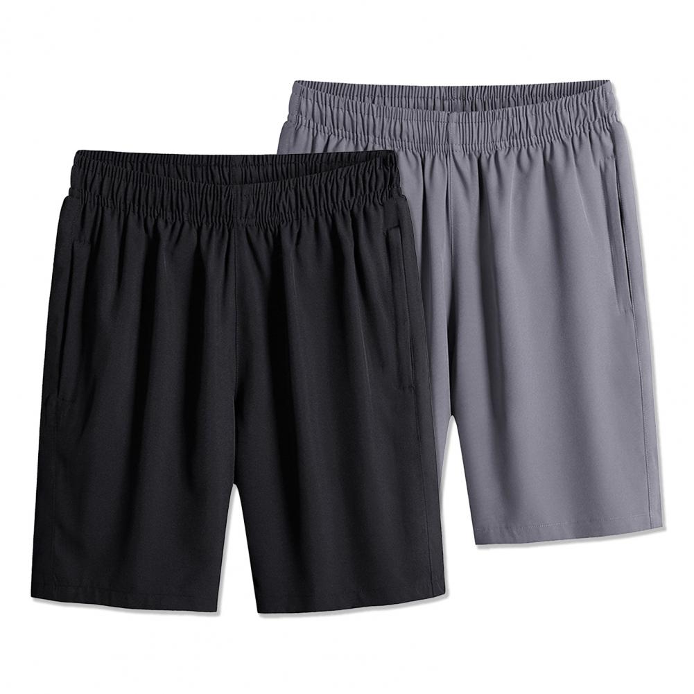 Men Summer Sport Shorts Loose Wide Leg Elastic Waist Deep Crotch Thin Side Pockets Solid Color Men Knee Length Short Pants Baske
