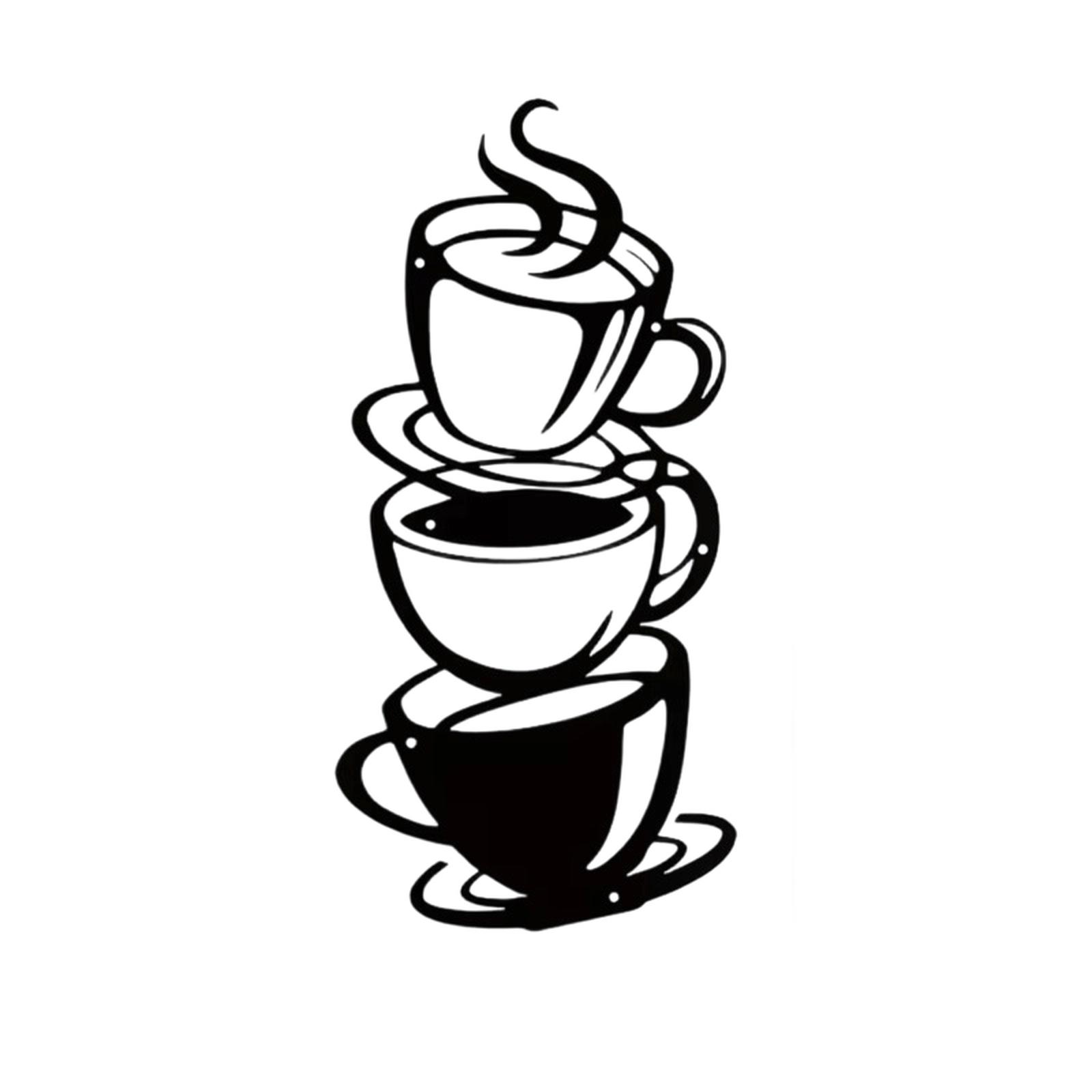 

Creative Iron Wall Art Decor Stack of Coffee Cups Outdoor Garden Metal Wall Hanging Sculpture for Patio Balcony Decoration one size чорний