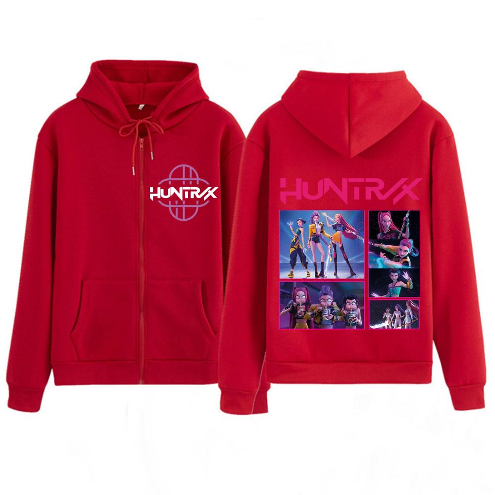 KPop Demon Hunters Huntrix Fashion Print zipper hoodie men women Aesthetic trend jacket thick casual zip up Sweatshirt Fan gifts