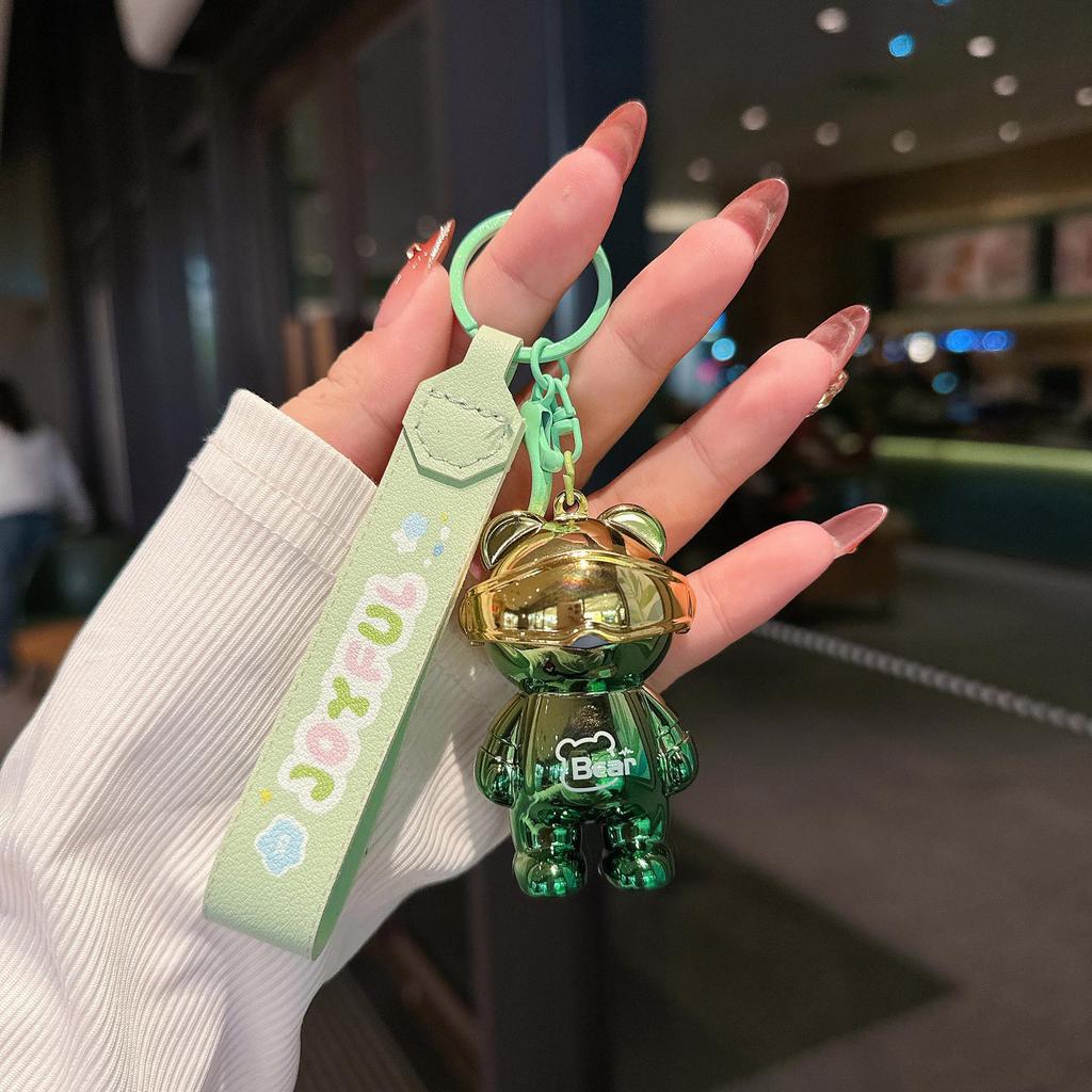 Creative Luminous Mechanical Bear Keychain - Colorful Night Light Pendant for Schoolbags