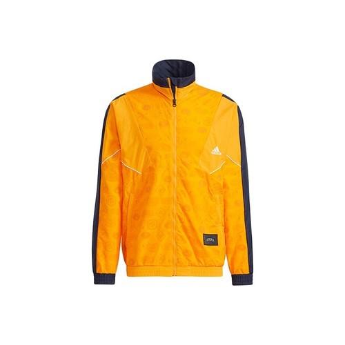 

adidas Pattern Printed Retro Sports Stand Collar Fitted Jacket for Men, Orange L оранжевый