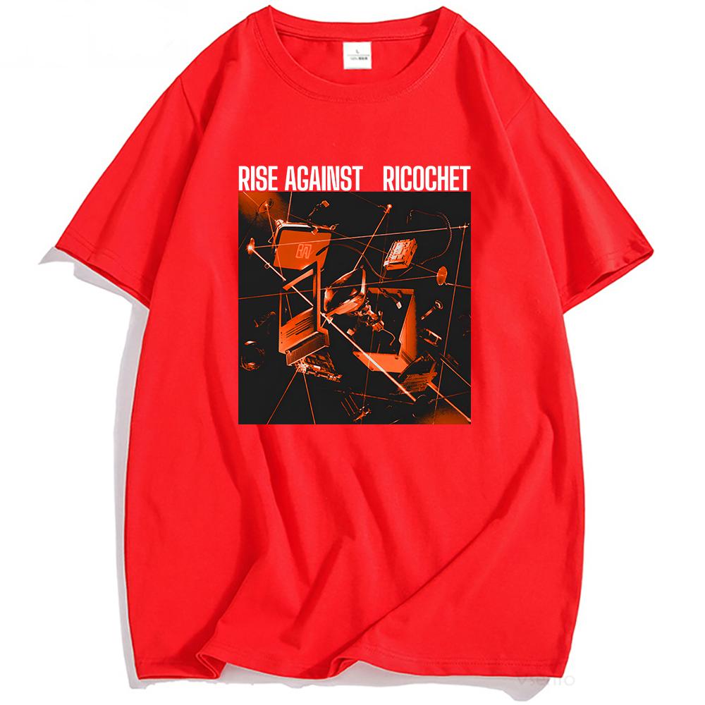 Ricochet Album Cover T-Shirt RISE AGAINST Rock Band Tshirts Casual Short Sleeve Male T Shirt Unisex Hip Hop Streetwear Men Tees