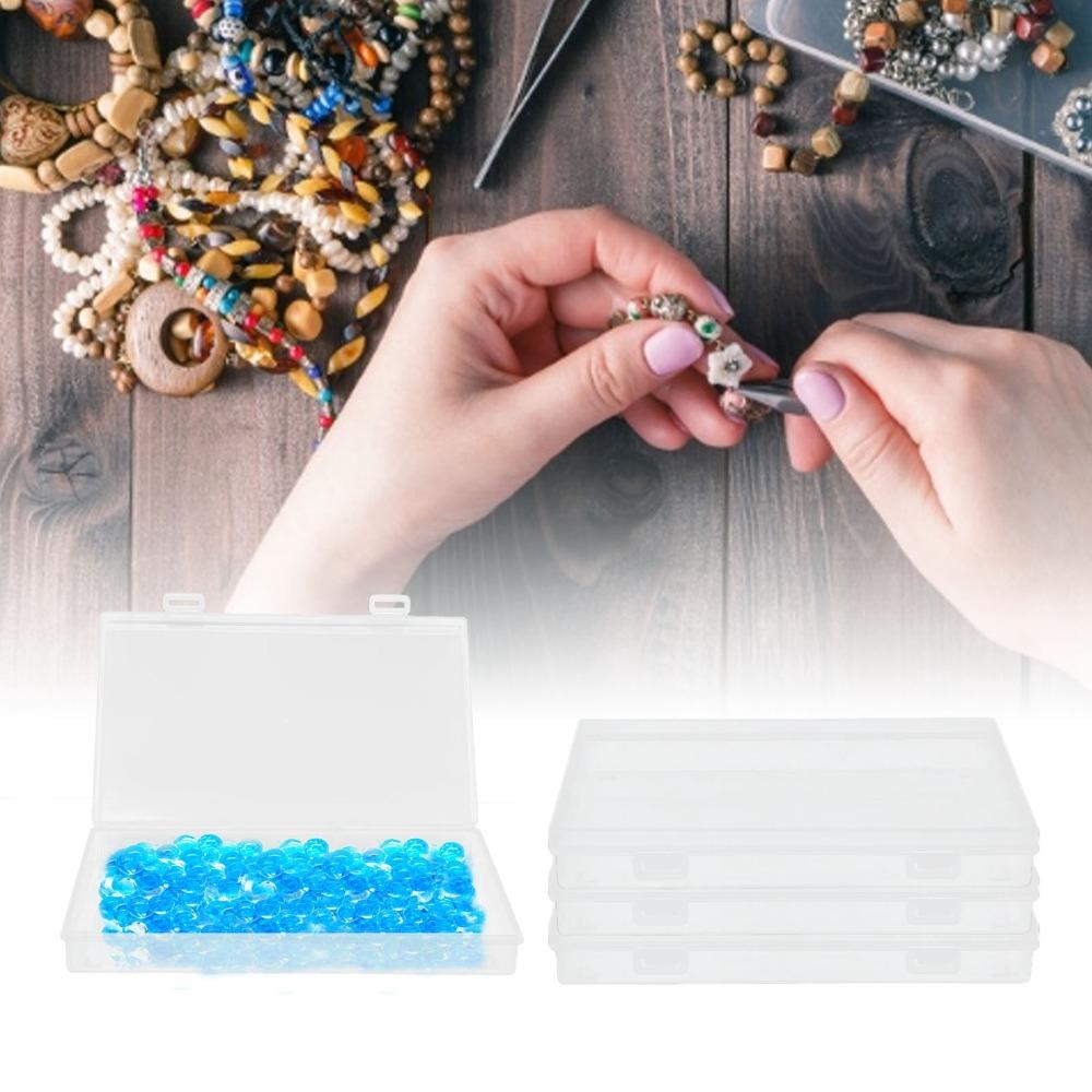 4pcs Transparent Hinged Cover Box PP Storage Container Multipurpose Storage Box  Office Supplies