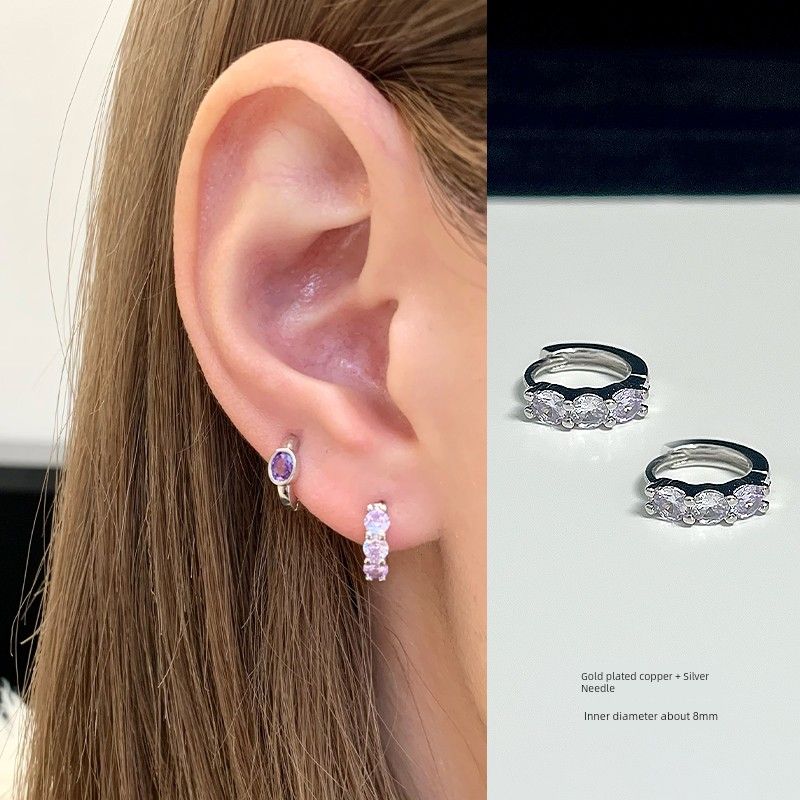 

Двойной пирсинг ушей Кольцо Кольцо Магазин Серьга Капля для уха Маленький гвоздик для козелка уха Вспышка Стерлинговое серебро Серьги-гвоздики Фиолетовые серьги Клипса для уха Lilac purple ear ring 1 pair