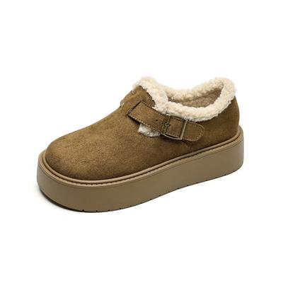 Chaussures d'hiver en fourrure pour femmes Mocassins Chaussures chaudes en coton Semelle épaisse 4,5 cm Antidérapantes Marque de mode Chaussures d'hiver pour dames Douces Grande taille 42