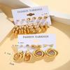 11 Pairs Combo Set Celebrity Inspired Latest Trendy Stylish Gold Plated Geometric Twist Pearl Hoop Dangle Earrings for Women and Girls