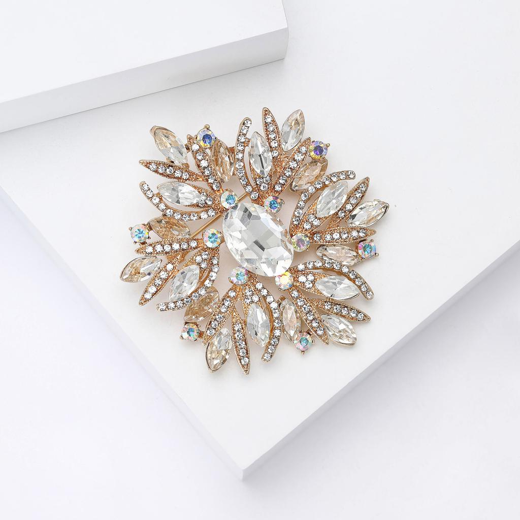 Women Glass Brooch Rhinestone Shining Boutique Decoration Badges Pins