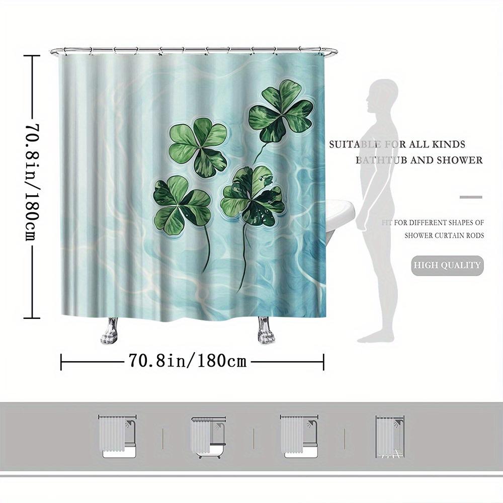 St. Patrick's Day Shamrock Shower Curtain, Green Clover & Hat Design, Machine Washable, Trendy Bath Decor