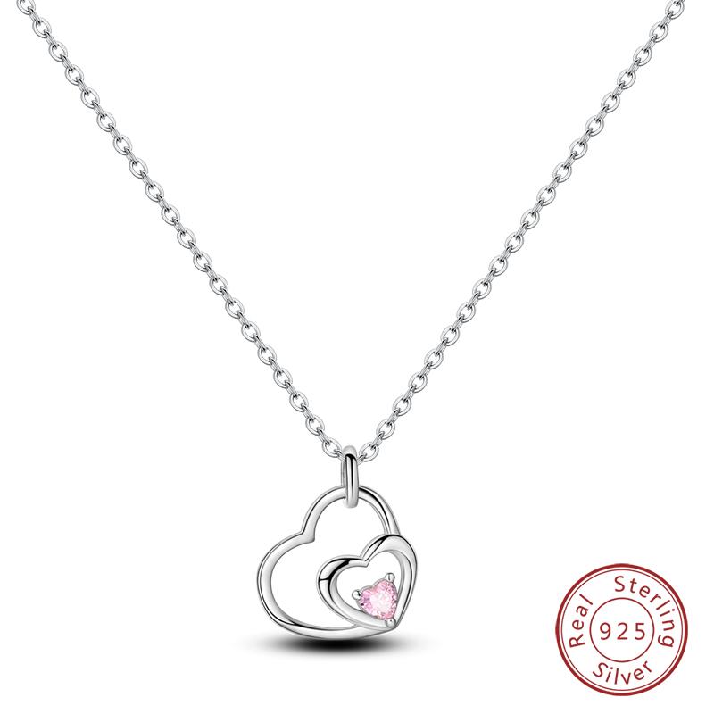 925 Silver Luminous Firefly Heart Shaped Zircon Pendant Necklace For Women Fashion Anniversary Birthday Jewelry Gifts