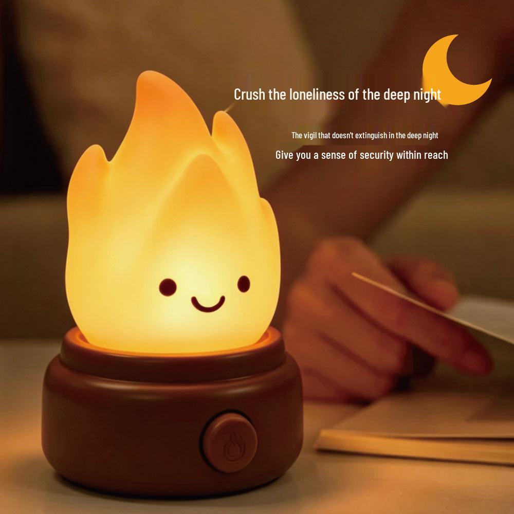 Creative USB Rechargeable Flame Night Light - Soft, Eye-Friendly Bedside Glow for Sleep and Ambiance, Ideal Birthday Gift.