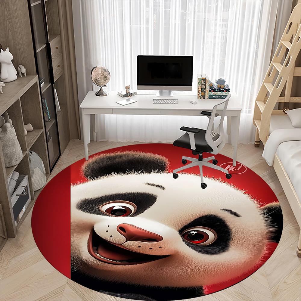 1PC Panda Smile Office Round Area Rug,  Mat Suitable ForOffice, Under Office Chairs Bedroom Living Room Home Decor, Room Deco
