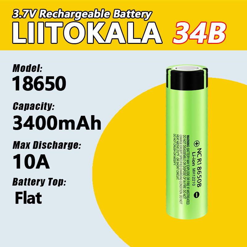 LiitoKala NCR18650B 3400mAh Battery, Model 34B