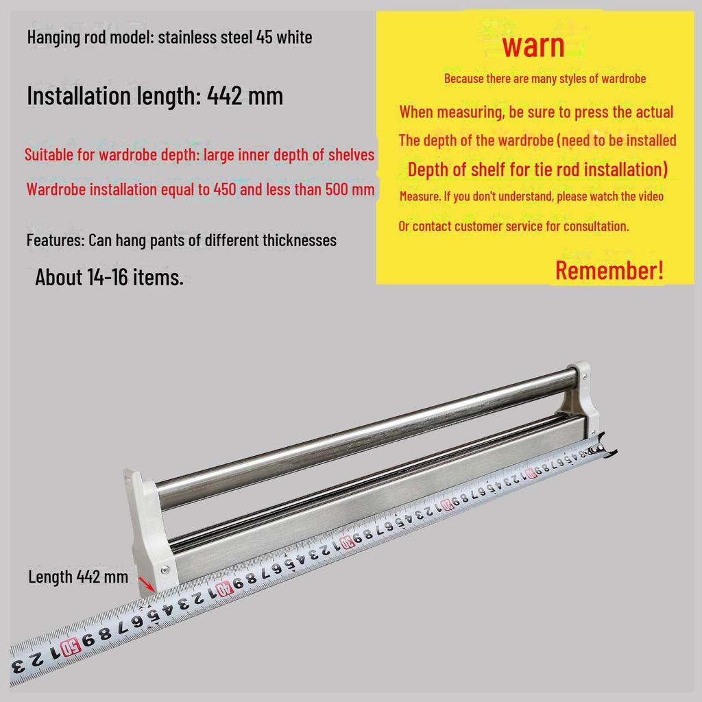 Top-Mounted Telescopic Pull-Out Trouser Rack with Stainless Steel Slide Rails