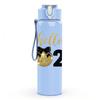 1PC Hello 2026 Golden Text Art Print 750ml Color Plastic Sports Water Bottle Leakproof Flip Straw Lid Suitable for Sports Office Home Use