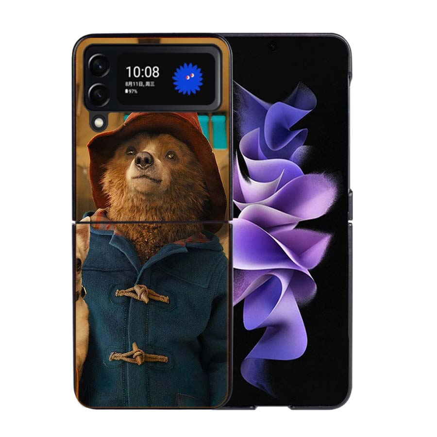

Cute P-Paddington Bear Phone Case For Samsung Z Flip 7 6 5G Galaxy Z Flip4 Z Flip5 Z Flip3 Coque Black Hard PC Shell Protective Samsung Z Flip 3 5G