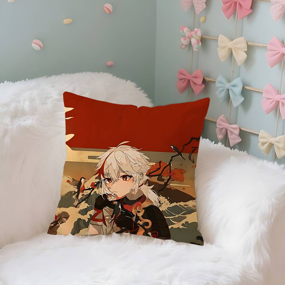 GameGGenshin Case Plush Fabric Soft Pillowcase Double Sided Print Cushion Cover Household Gifts