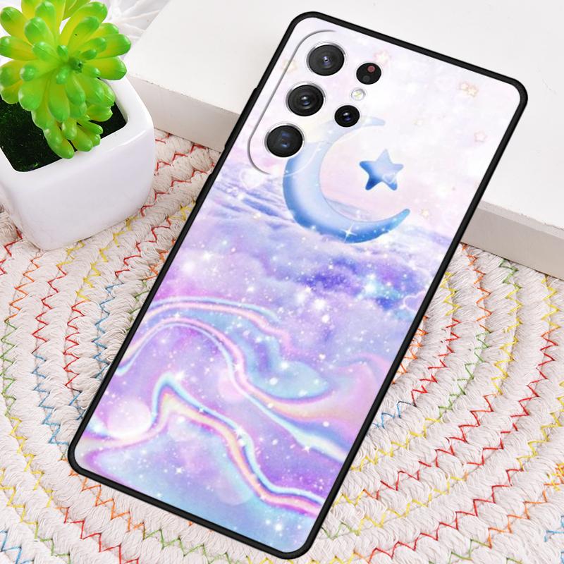 Moon Stars Pastel Silicone Phone Case For Samsung Galaxy Note 10 Pro S26 S25 S24 S23 S22 S21 Plus S25Ultra Capa Cover