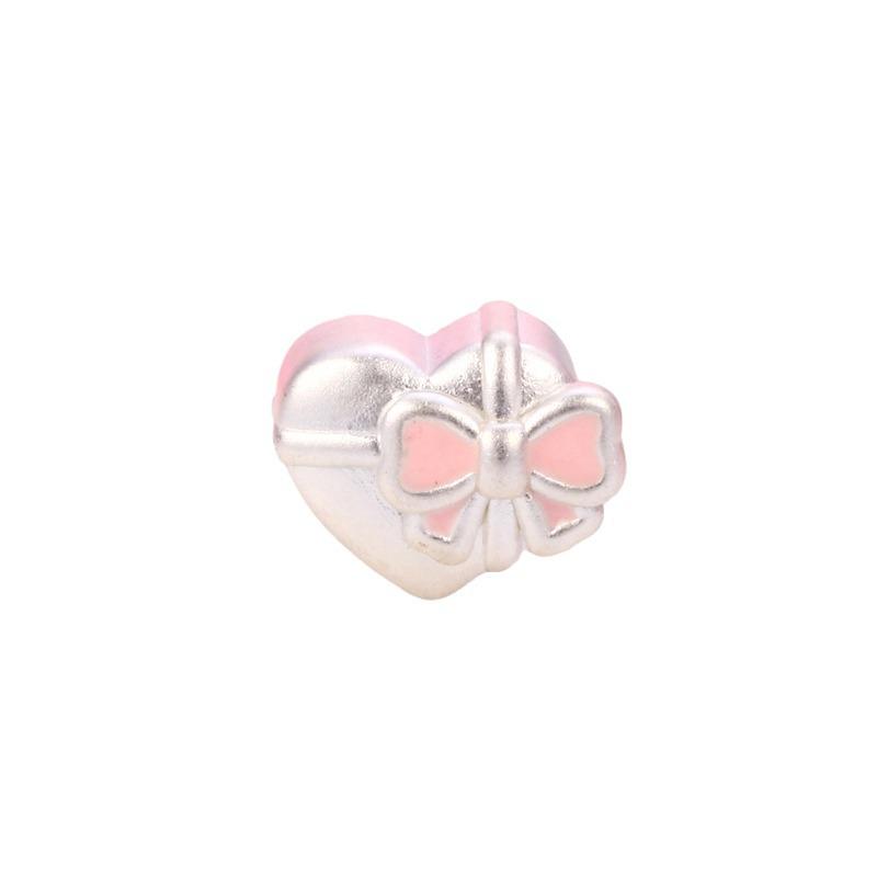 Sterling Silver Pink Bow Heart DIY Braided Rope Beads