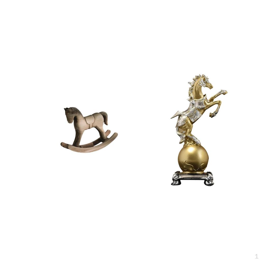 Rocking Horse Wood Resin Sculpture Decorative Artistic Retro Modern Design Ornament Figurine