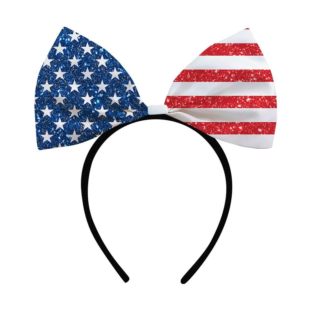 4th of July Patriotic Bow Headbands Red White Blue American Flag Star Hairbands for Women USA Independence Day Party Decorations