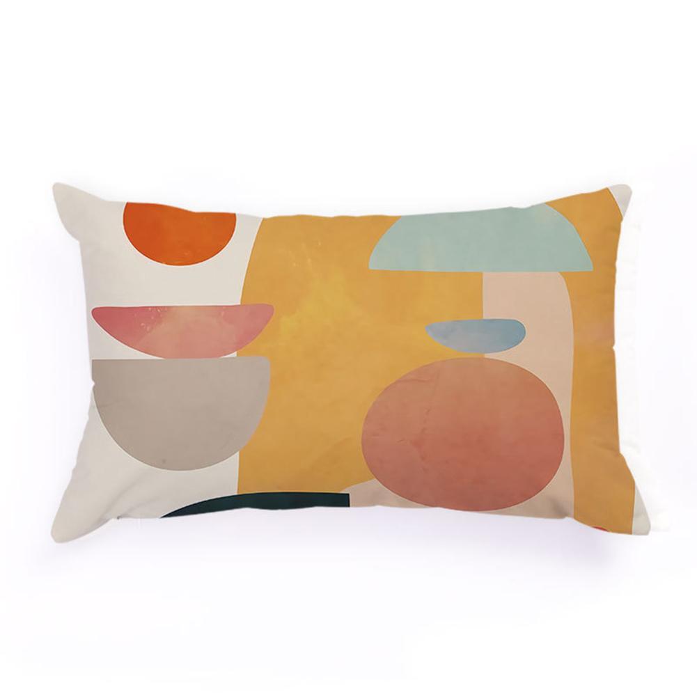 Flannel Rectangle Bedside Throw Pillow Case, Creative Bright Color Geometric Abstraction Pattern, Soft Home Car Cushion Cover 30x50cm