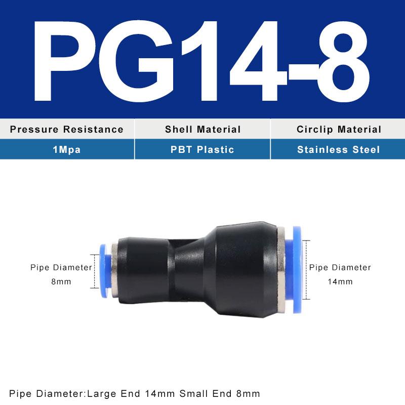 PG Pneumatic Fittings 2-Way Straight Connector Diameter Reduce For 8mm-6mm/6mm-4mm For Pneumatic Tube Air Hose Ventilation Valves 4