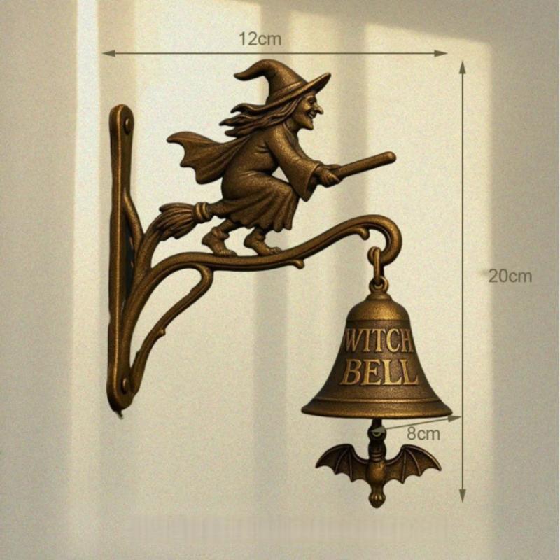 Vintage Metal Welcome Doorbell Halloween Decoration Witch Bell Shopkeeper Bell Home Entrance Door Wall Mount Spooky Decor Bell