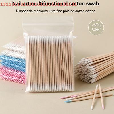 100 stücke Micro Holz Wattestäbchen Wimpernverlängerung Werkzeuge Tatoo Microblading Reinigung Holzstäbchen Kosmetische Wattestäbchen Knospen Spitze