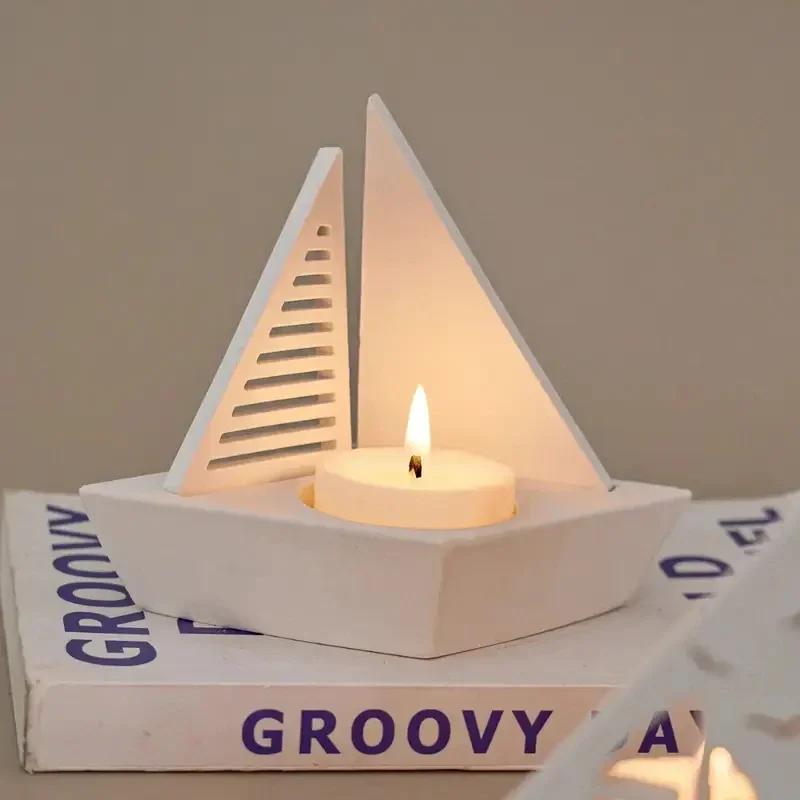Top Quality Sailboat Candle Holder Silicone Mold DIY Candle Making Home Decoration And Craft Projects Sail Shape Candlesticks