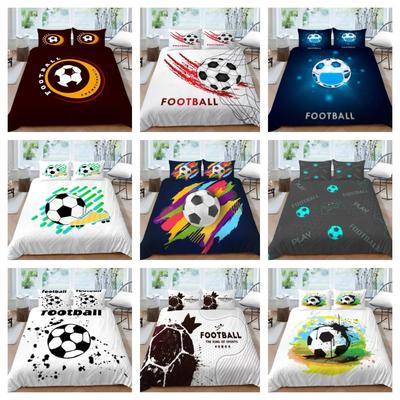 Bed Cover 3D Football Themed Print Homes Bedding Quilt Cover Washable Pillowcase Breathable Polyester Home Bedclothes