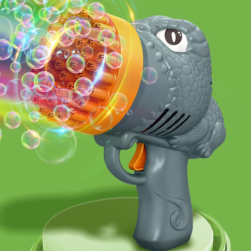 64 Holes Dinosaur Electric Bubble Gun With Light Gatling Bubble Machine Soap Bubbles Magic Bubble Blower Gun Kid Outdoor Toys
