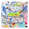 50Pcs Cartoon Sticker Waterproof Reusable DIY Self-Adhesive Aircraft Pattern Phone Case Luggage Sticker Kids Gift