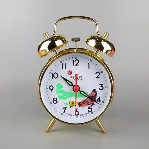 Sveglia Meccanica a Carica Manuale Vintage Pollo che Mangia Riso Orologio da Tavolo in Metallo Orologi con Campana Oversize in Metallo per Camera da Letto Comodino Regalo