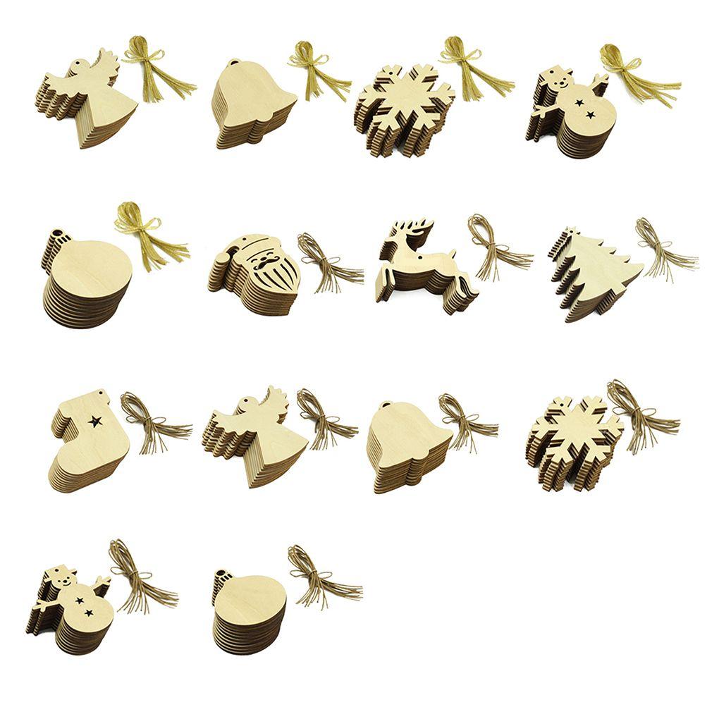 10Pcs/Set Christmas Theme Wooden Hanging Pendant Home Christmas Tree Decorations