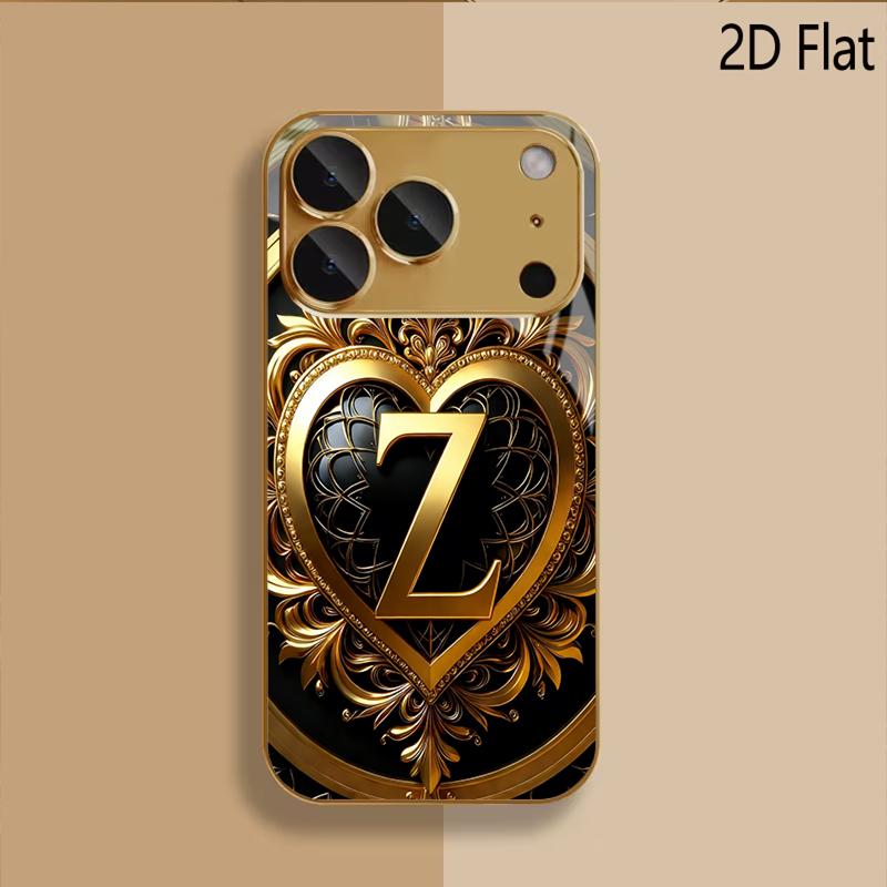Golden Crown Z Patterned tempered glass design for iPhone16 17 ProMax 1514 1312 11ProMax Phone Case Camera Cover Shockproof Hard