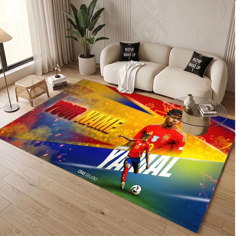 Custom Rug Lamine Yamal Pattern Print Name Text Soft Non‑Slip Floor Carpet for Home Indoor Decoration