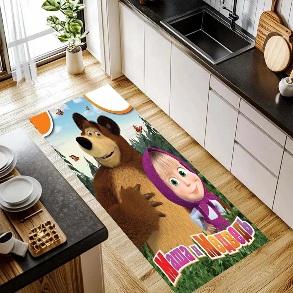 Masha Bear Kitchen Carpet Nonslip Floor Mat Ideal For Indoor And Outdoor Entryway Door Mat Laundry Room Bathroom Foot Mat