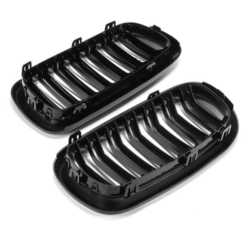 Gloss Black Car Grille Grill Front Kidney 2 Line Double Slat For BMW X5 F15 X6 F16 X5M F85 X6M F86 2014-2018 Car Accessories