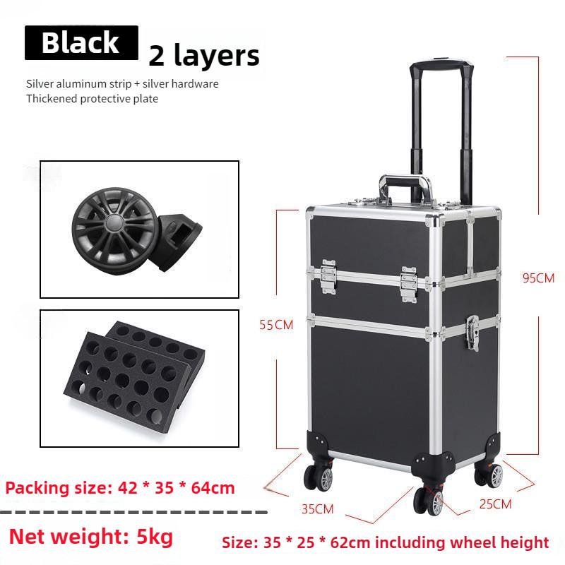 Large Capacity Cosmetic Case Trolley Portable Eyelash Nail Art and Tattoo Embroidery Toolbox Multi-layer Trolley Box