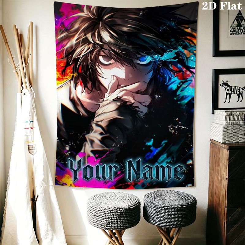 Name Custom Death Note Anime Wall Tapestry Aesthetic Wall Hanging Printed Fabric Blanket Decorative Tapestries for Bedroom Living Room Home Decor
